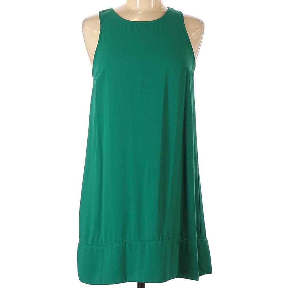 Leith emerald green sleeveless mini shift Sheath dress sz Small EUC
